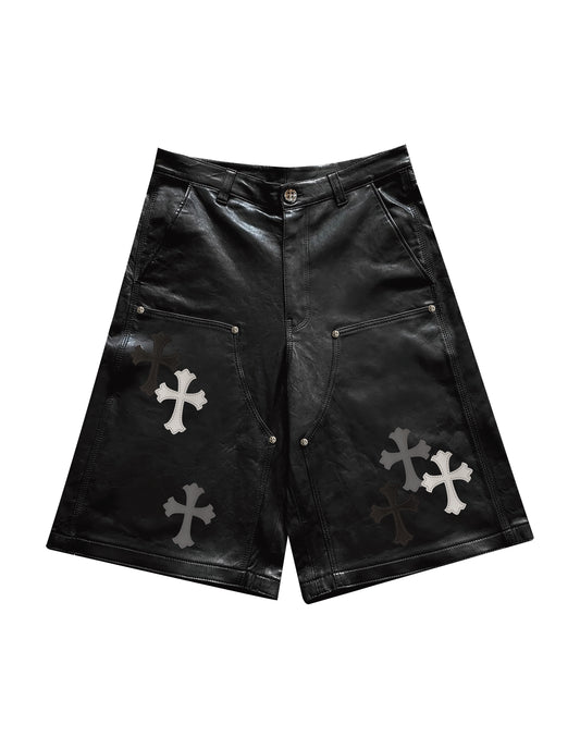 A&G【受注】LEATHER SHORTS/CROSS/GR