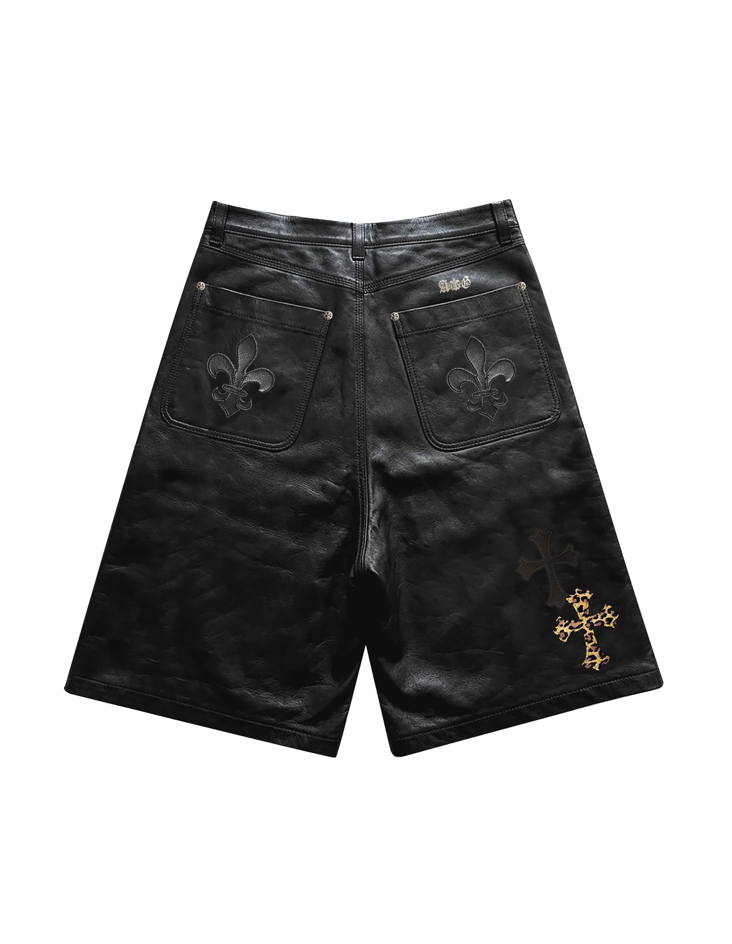 A&G【受注】LEATHER SHORTS/CROSS/BK