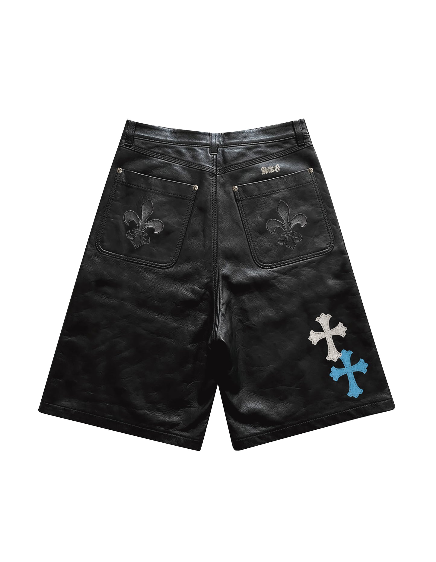 A&G【受注】LEATHER SHORTS/CROSS/BLU/WHI