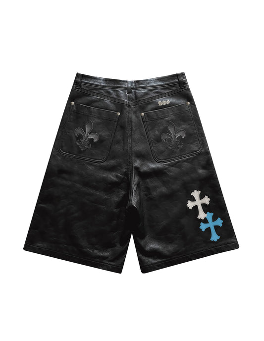 A&G【受注】LEATHER SHORTS/CROSS/BLU/WHI