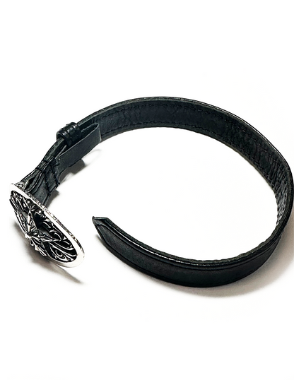 SILVER MINI BUCKLE LEATHER BRACELET [Ships in 3 business days]