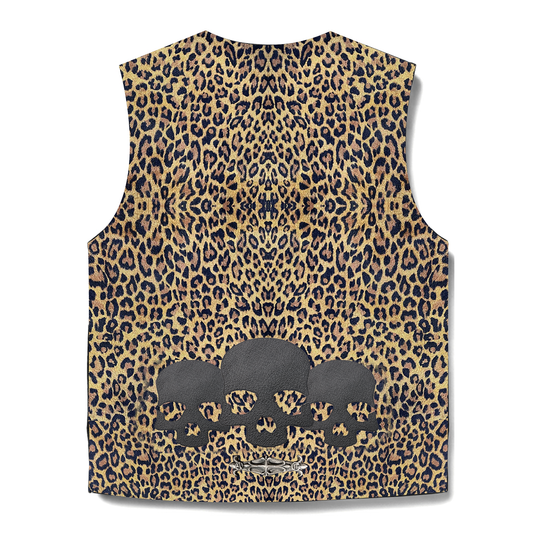 A&G【受注】SKULL SUEDE LEATHER LEOPARD VEST