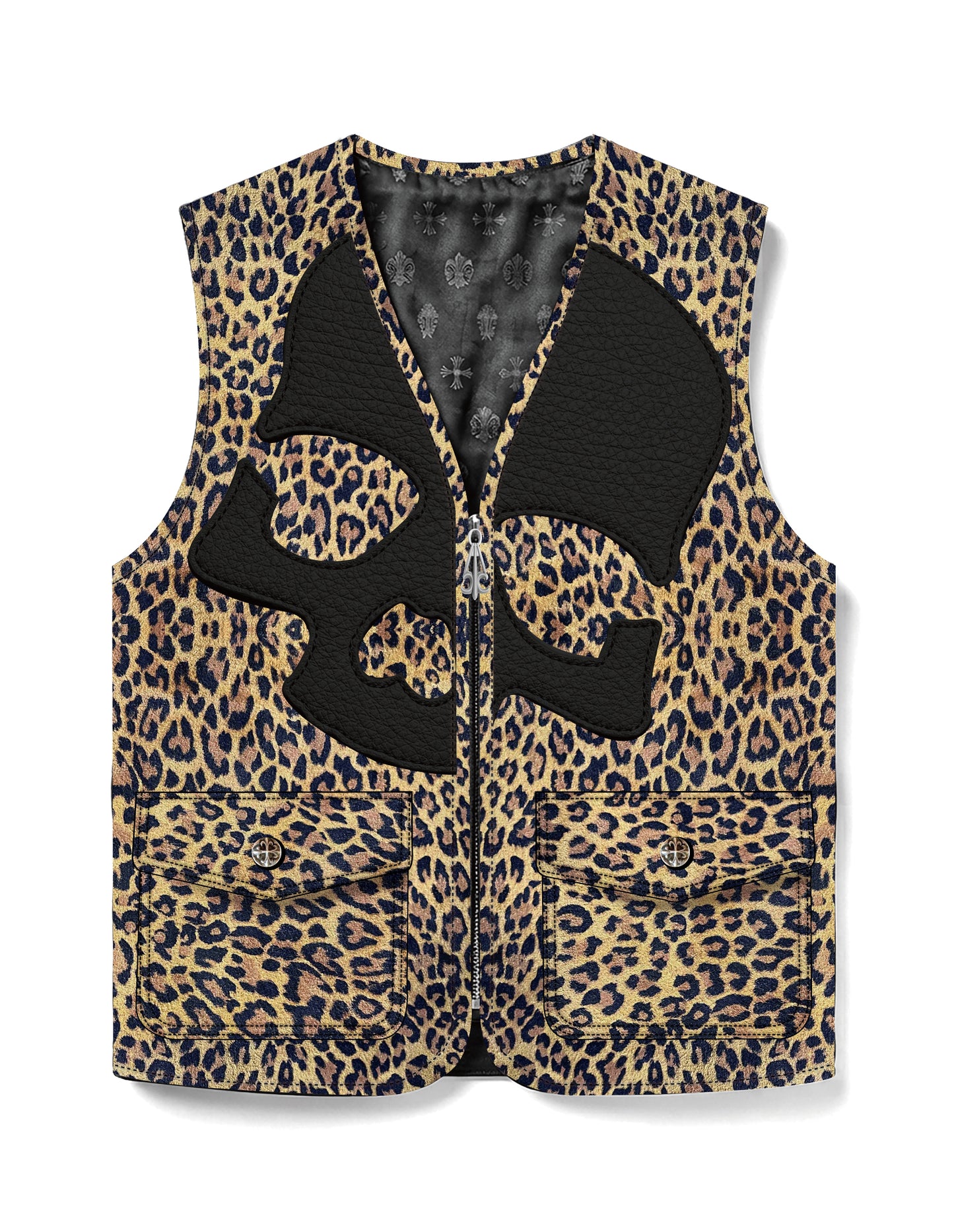 A&G【受注】SKULL SUEDE LEATHER LEOPARD VEST