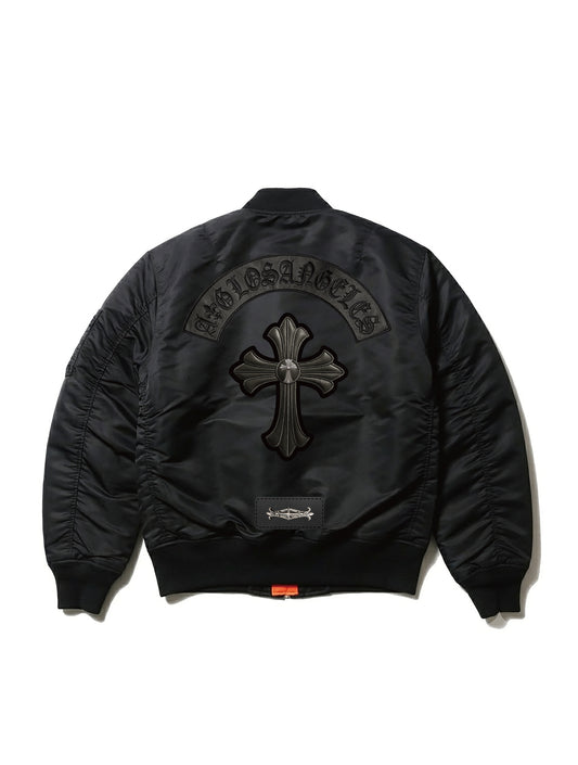 A&G【受注・限定各サイズ3着】MA1 LEATHER PATCH CUSTOM/CROSS/BLACK