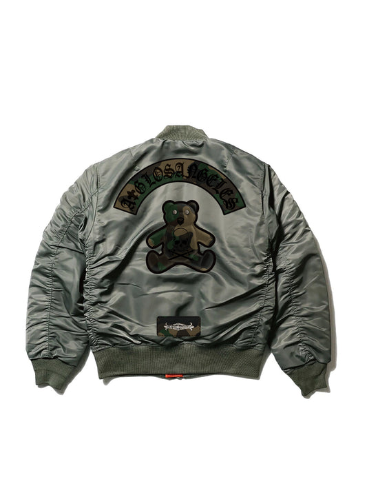 A&G【受注・限定各サイズ3着】MA1 LEATHER PATCH CUSTOM/BEAR/SAGE