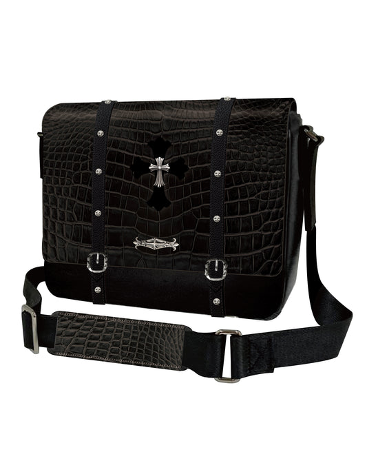 A&G CROCODILE&LEATHER MESSENGER BAG