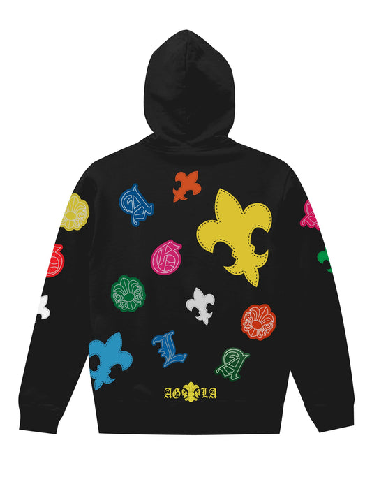 A&amp;G [Order] 15oz LEATHER MULUTI COLOR PATCH ZIP UP Hoodie