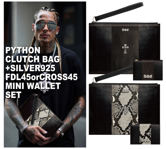 【セット販売】【受注予約限定3個】A&G15th PYTHON CLUTCH BAG+FDL45orCROSS45 & MINI WALLET SET