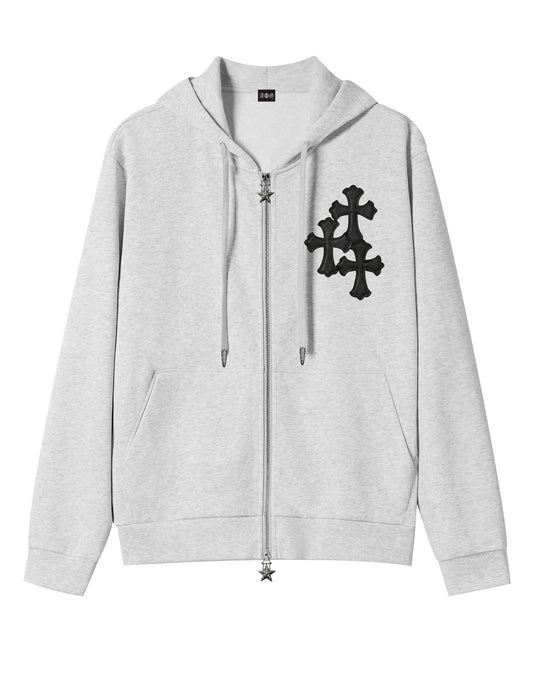 A&G【受注】SS SILK COTTON BLEND HOODIE GRAY/CROSS(LIMITD)