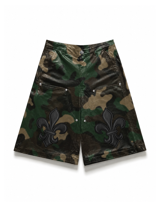 A&G【受注】CAMO LEATHER SHORTS/FDL/BK
