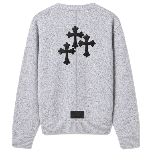 A&G【受注】SILK&WOOL CARDIGAN CROSS/GRAY