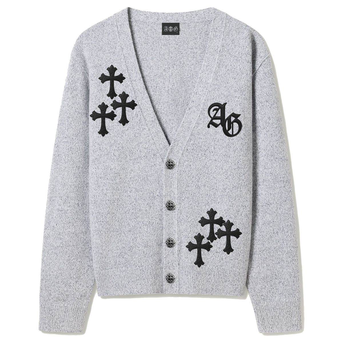 A&G【受注】SILK&WOOL CARDIGAN CROSS/GRAY