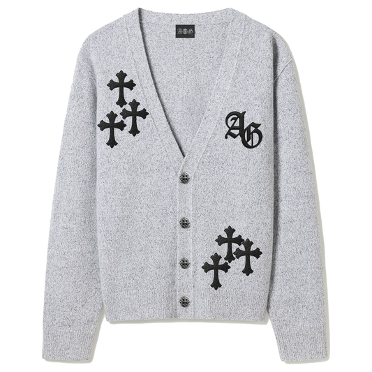 A&G【受注】SILK&WOOL CARDIGAN CROSS/GRAY