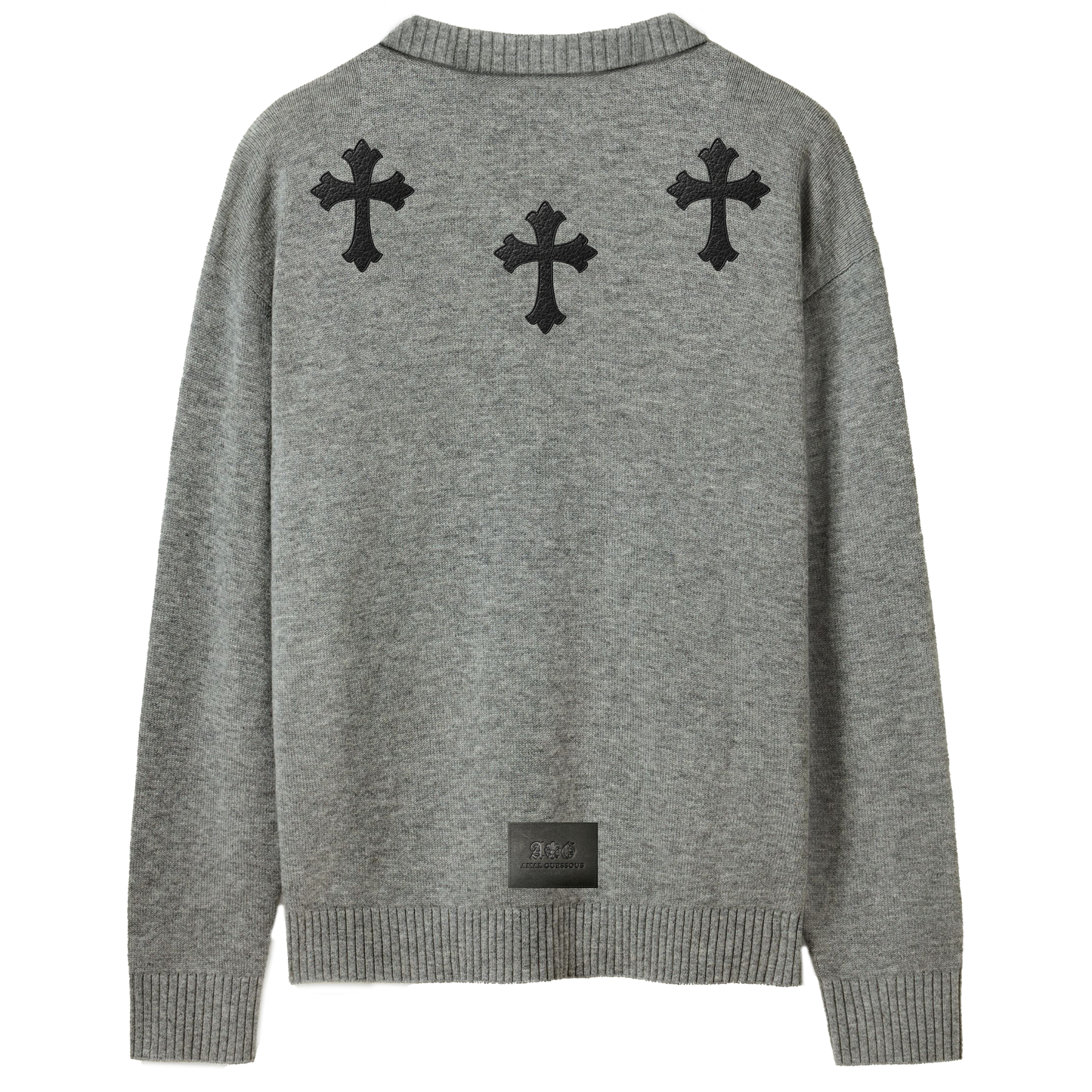 A&G【受注】CASHMERE&WOOL CREW NECK SWEATER CROSS GRAY(LIMITED)