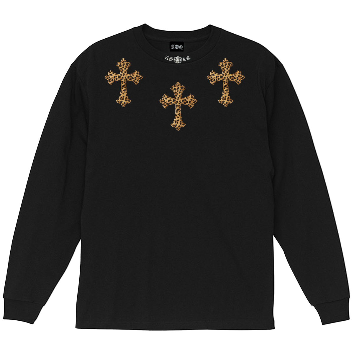 A&G【受注】LEATHER PATCH  LONG SLEEVE TEE/CROSS/LEOPARD
