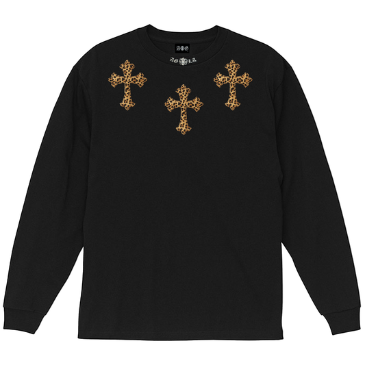 A&G【受注】LEATHER PATCH  LONG SLEEVE TEE/CROSS/LEOPARD