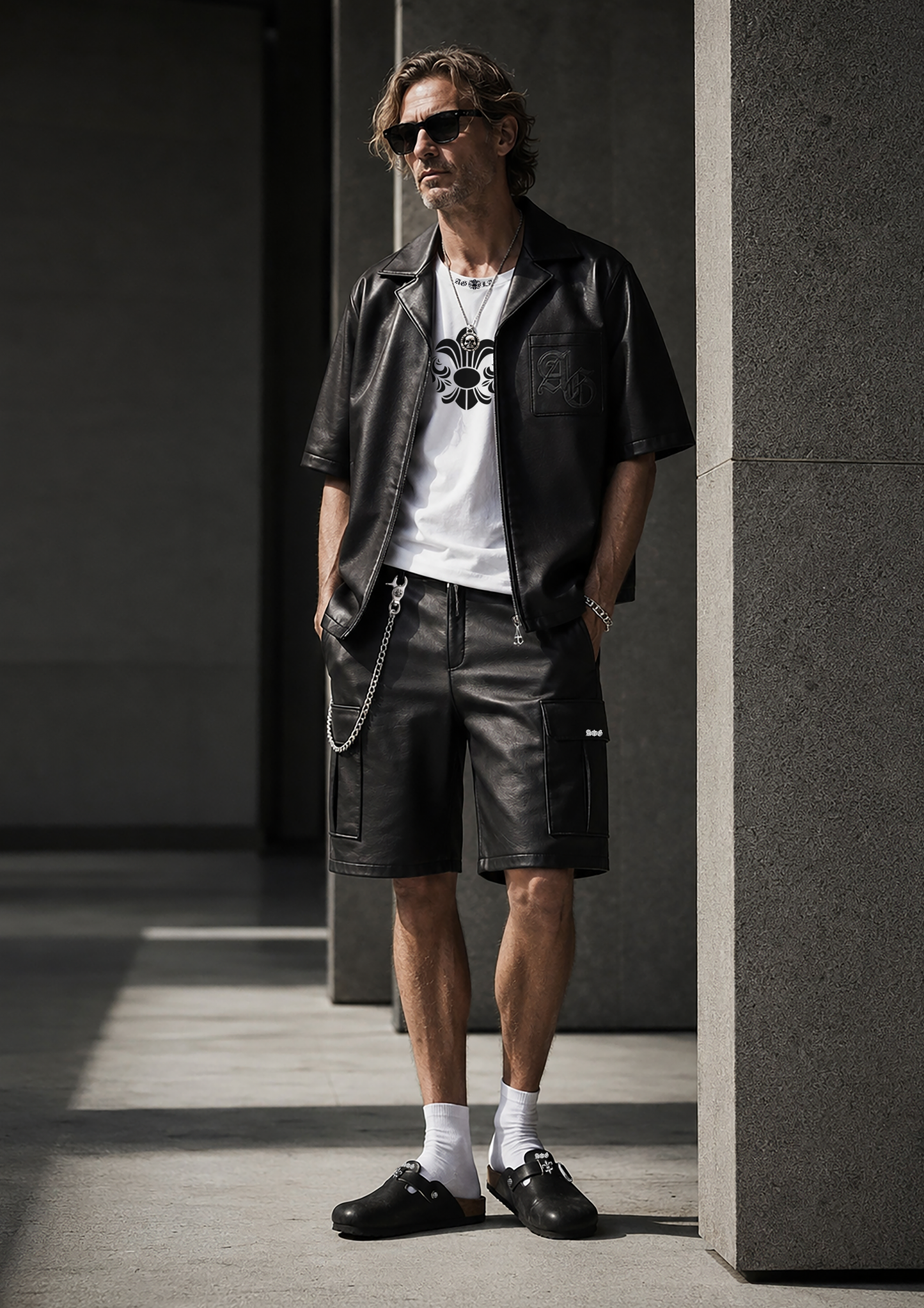 A&G【受注】LAMB  LEATHER SHORT SLEEVE/CROSS