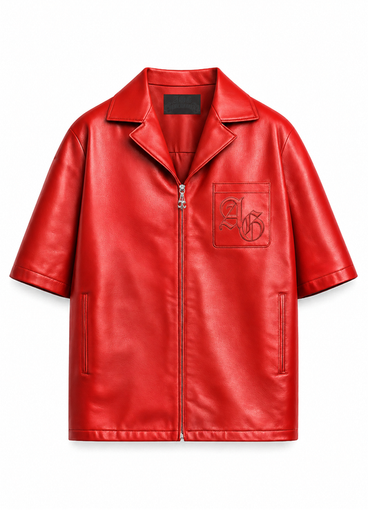 A&G【受注】RED LEATHER SHORT SLEEVE/CROSS