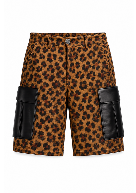 A&G【受注】 PIGSUEDE LEATHER SHORTS/LEOPARD