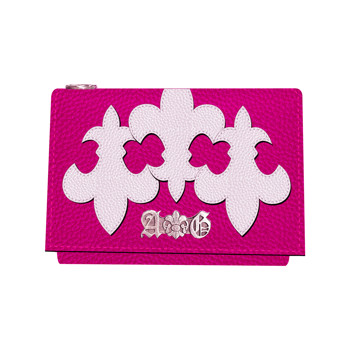 LEATHER MINI WALLET PINK/WHITE