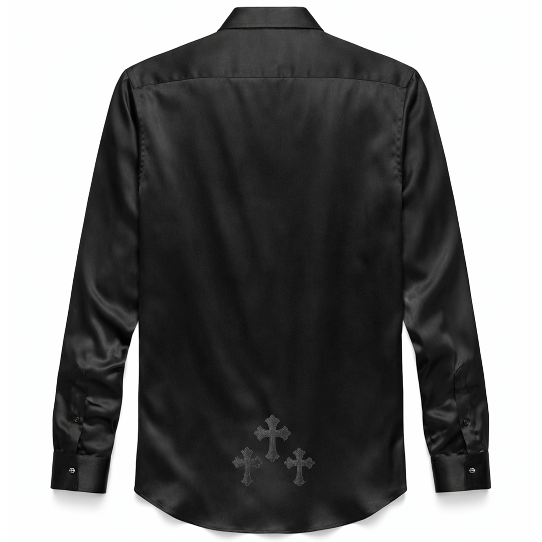 A&G【受注】SILK SHIRT BLACK PYTHON CROSS(LIMITED)
