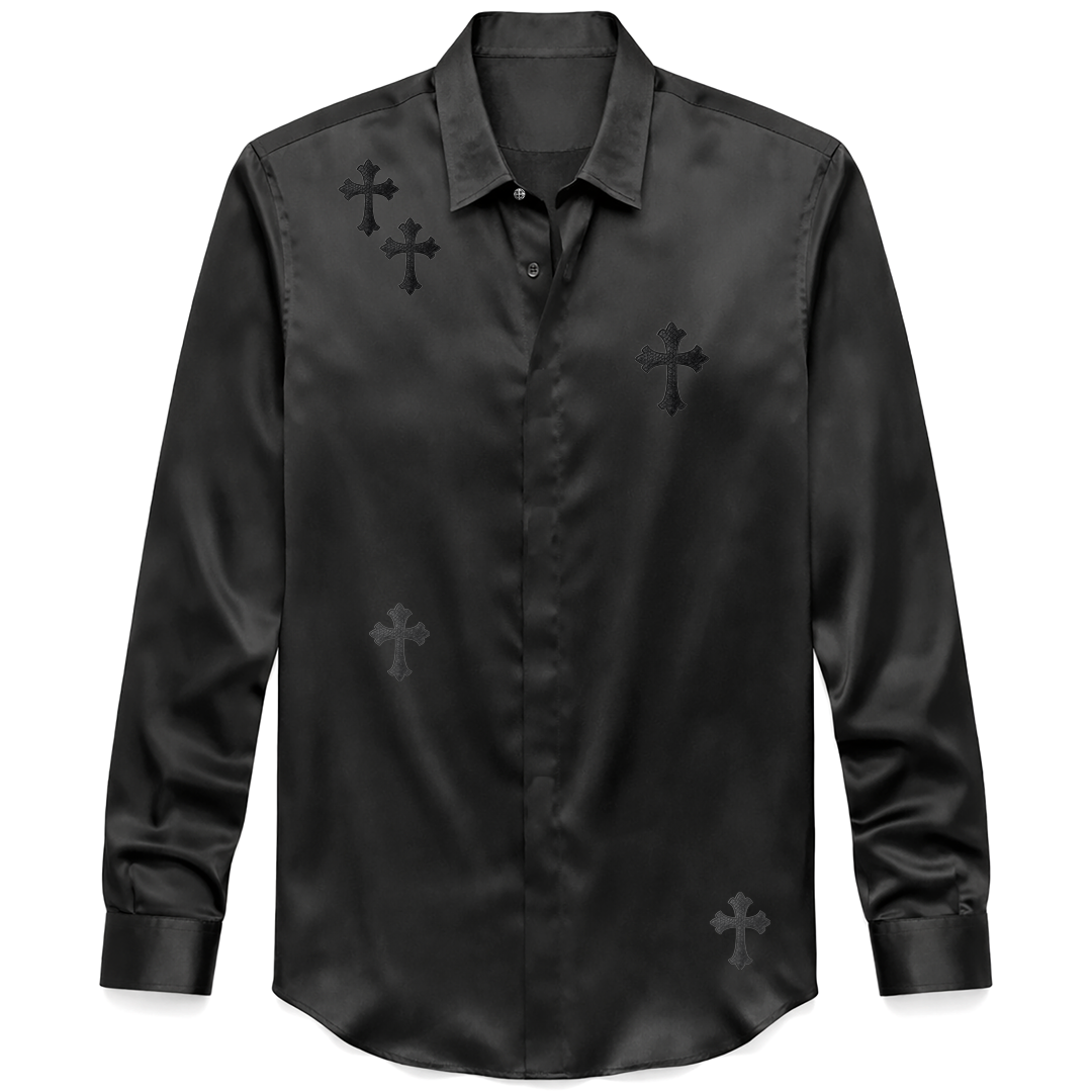 A&G【受注】SILK SHIRT BLACK PYTHON CROSS(LIMITED)