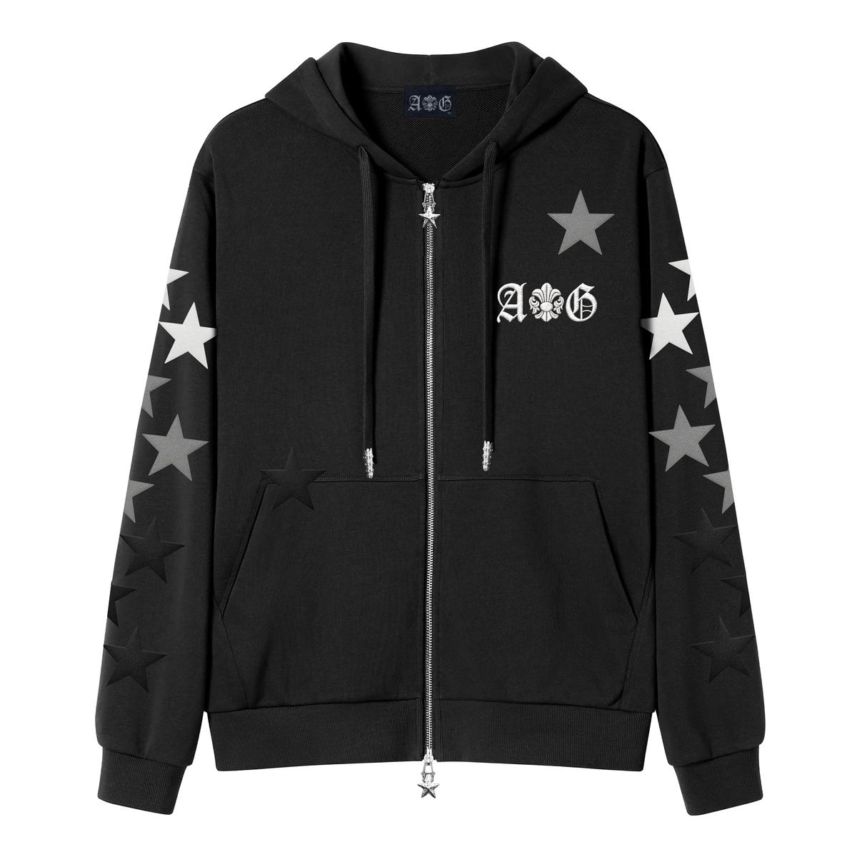 A&G【受注限定5着】SILK&COTTON HOODIE/STAR/BLACK