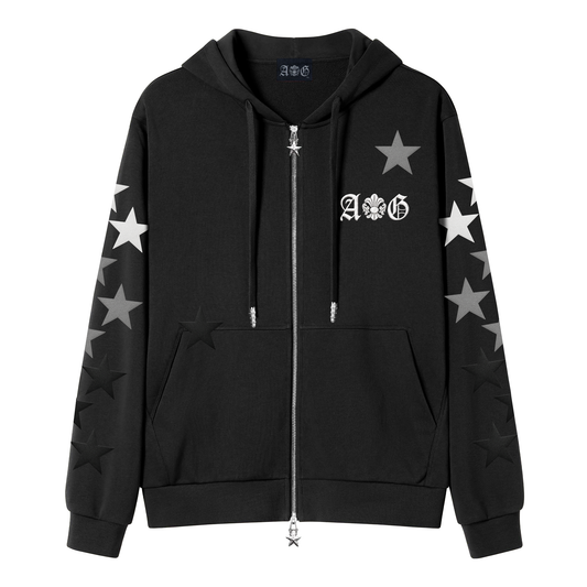 A&G【受注限定5着】SILK&COTTON HOODIE/STAR/BLACK