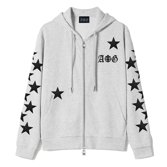 A&G【受注限定5着】SILK&COTTON HOODIE/STAR/GRAY