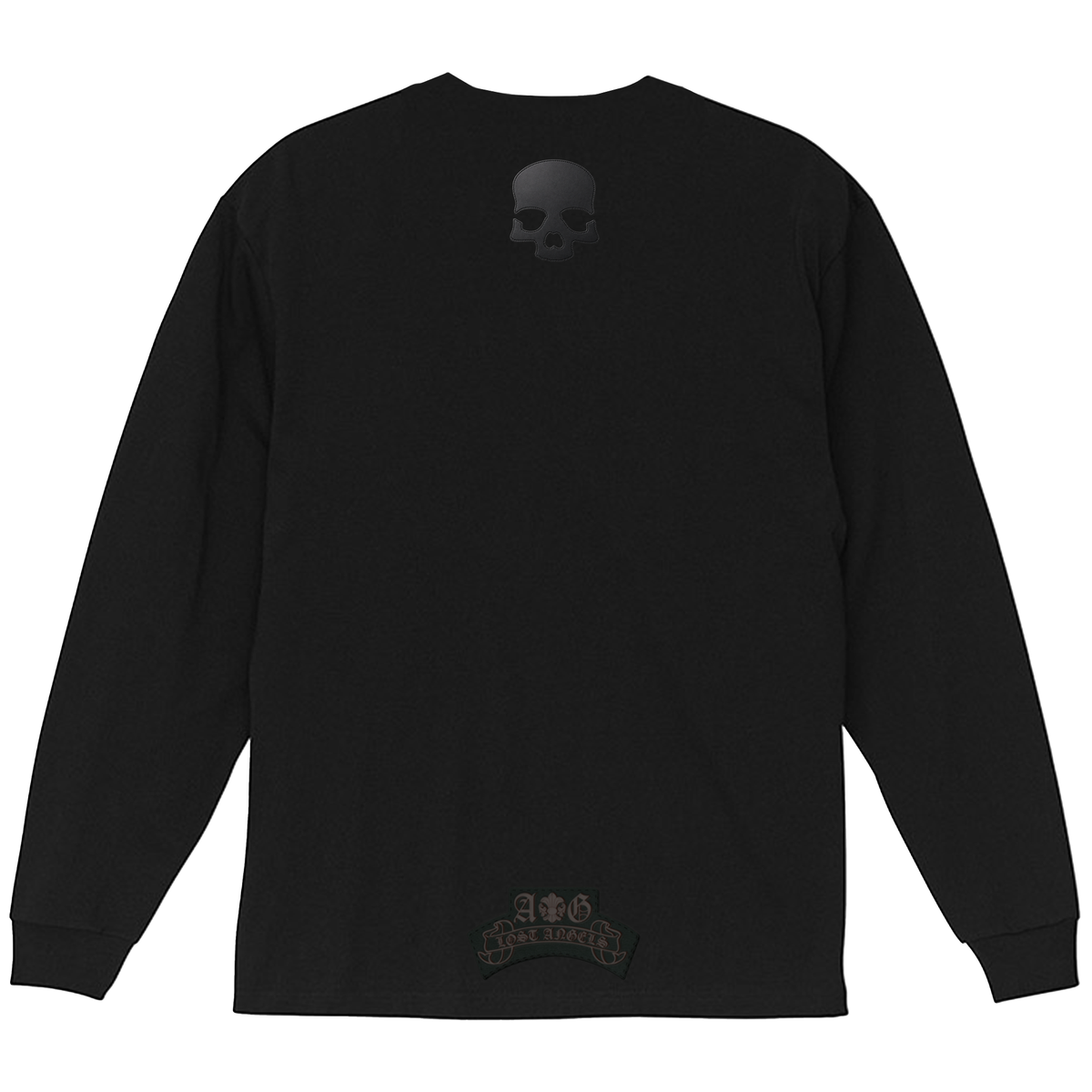 A&G【受注】LEATHER PATCH  LONG SLEEVE TEE/SKULL/BK