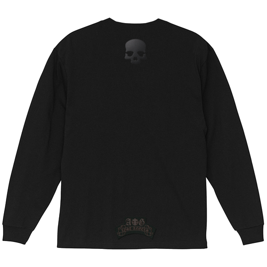 A&G【受注】LEATHER PATCH  LONG SLEEVE TEE/SKULL/BK