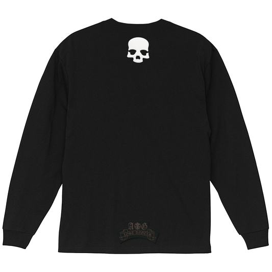 A&G【受注】LEATHER PATCH  LONG SLEEVE TEE/SKULL/WH