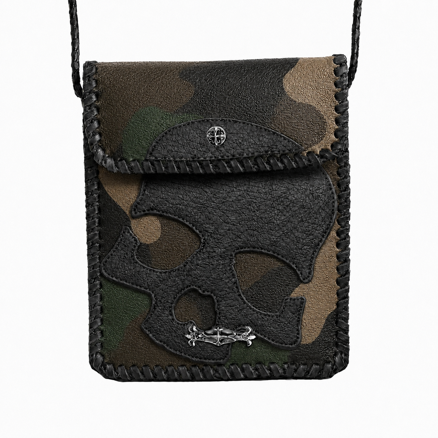 A&G【受注】 LEATHER SHOULDER MINI BAG/CAMO/BK SKULL