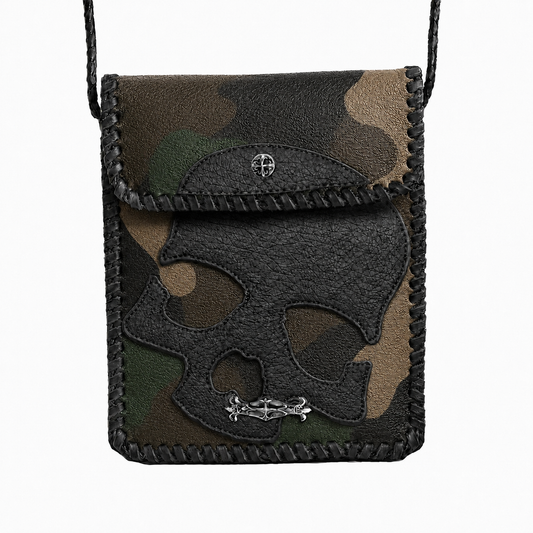 A&G【受注】 LEATHER SHOULDER MINI BAG/CAMO/BK SKULL