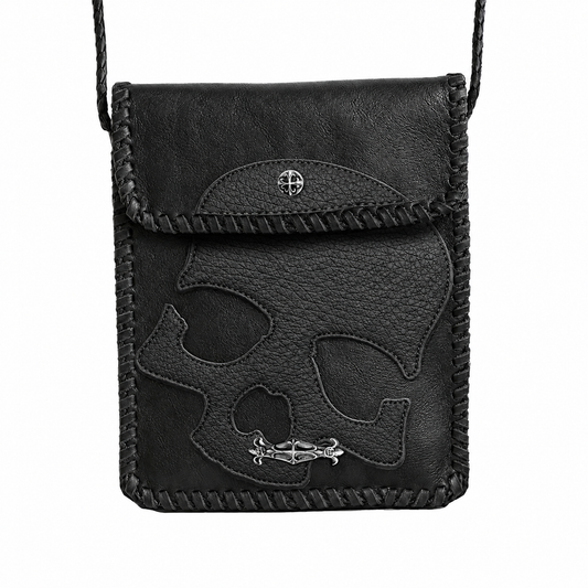 A&G【受注】 LEATHER SHOULDER MINI BAG/BK/BK SKULL