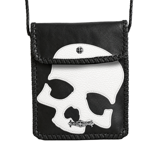 A&G【受注】 LEATHER SHOULDER MINI BAG/BK/WH SKULL