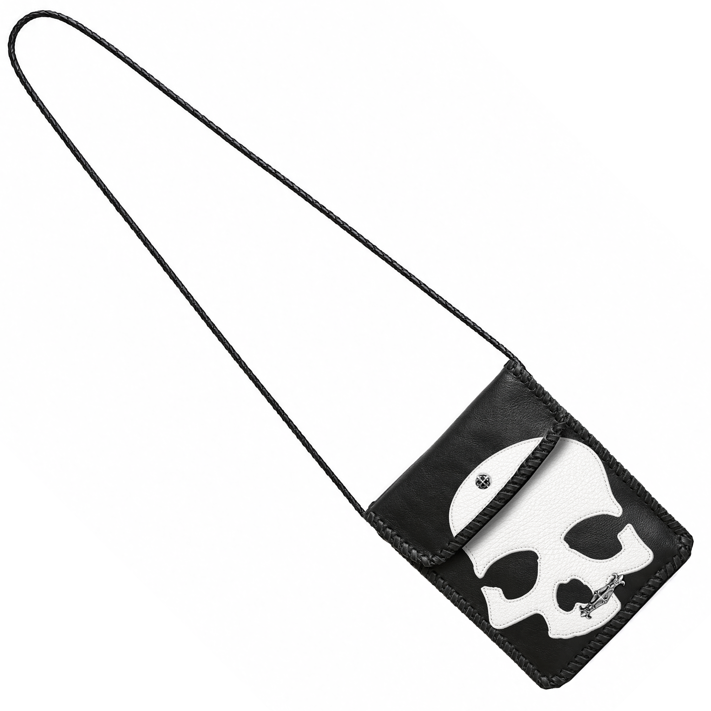 A&G【受注】 LEATHER SHOULDER MINI BAG/BK/WH SKULL