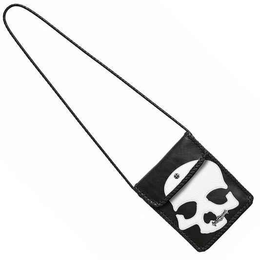 A&G【受注】 LEATHER SHOULDER MINI BAG/BK/WH SKULL