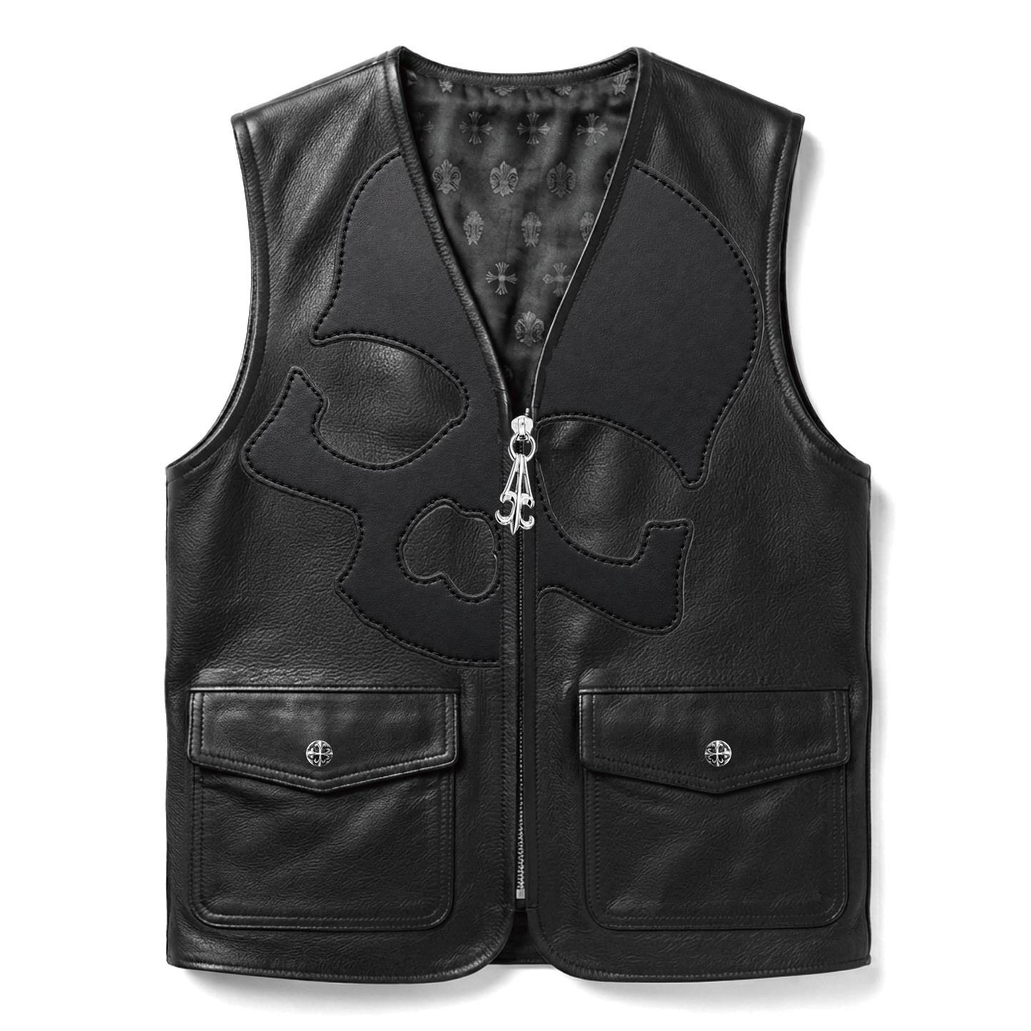 A&G【受注】LEATHER VEST/SKULL