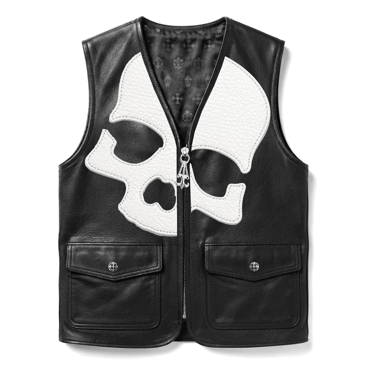 A&G【受注】LEATHER VEST/SKULL