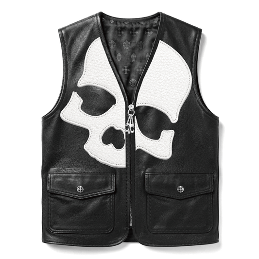 A&G【受注】LEATHER VEST/SKULL