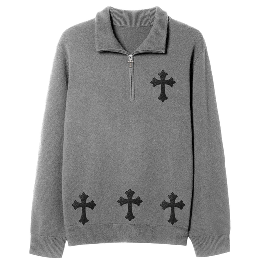 A&G【受注】CASHMERE&WOOL SV925ZIP SWEATER CROSS(LIMITED)
